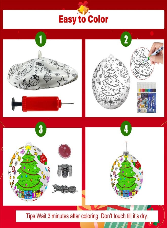 YHFUISK 3 Pack Coloring Christmas Inflatable Ornaments Painting Kit - Christmas Crafts for Kids Age 4-12, Holiday Activities for Kids, Stocking Stuffers, kids Gifts, Large Holiday Outdoor & Indoor Decor - Image 2